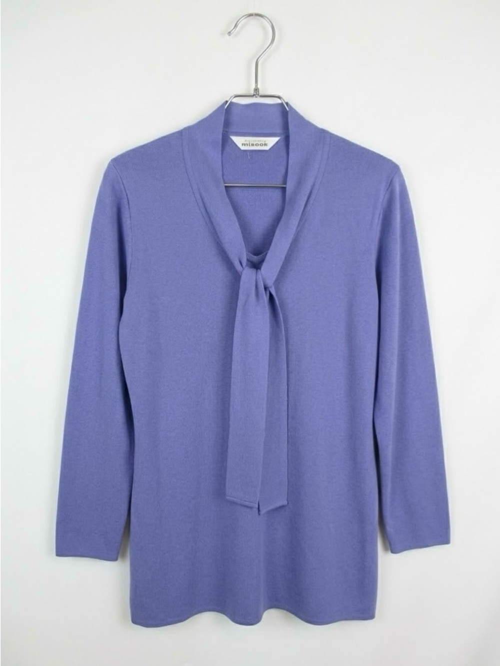 MISOOK Periwinkle Tie-Neck Knit Tunic Top Blouse - Women's Size Medium